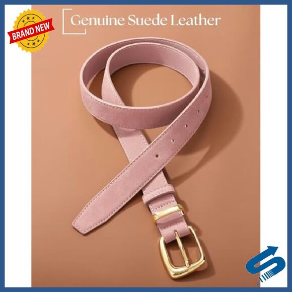 Women\'s Suede Leather Belt with Gold Buckle for Dresses Jeans main image 5